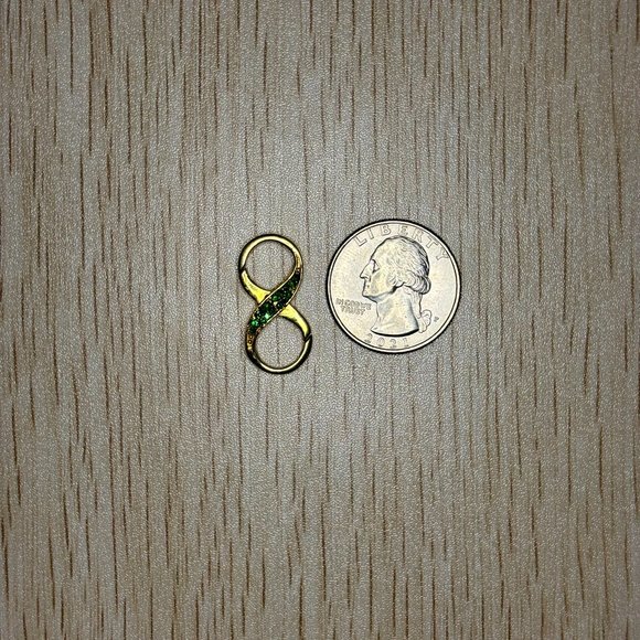 14K yellow gold vermeil pave emerald infinity lock - Picture 3 of 7